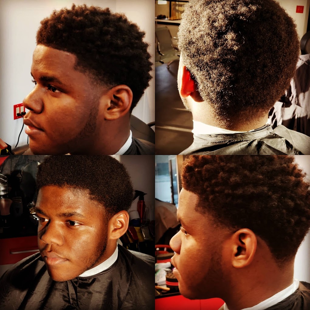 Clean afro shape-up — multiple angles
